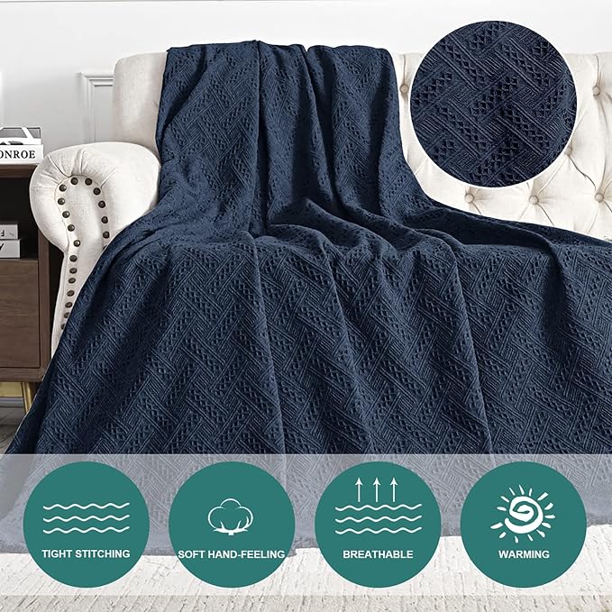 MYSKY HOME Navy Sofa Cover, Sofa Slipcovers, Blue Couch Covers for 2 Cushion Couch, Sofa Throw Cover for Living Room, Sectional Couch Cover for Dogs, Sofa Protector(X-Large, 91" x 118", Navy Blue) - Image 3