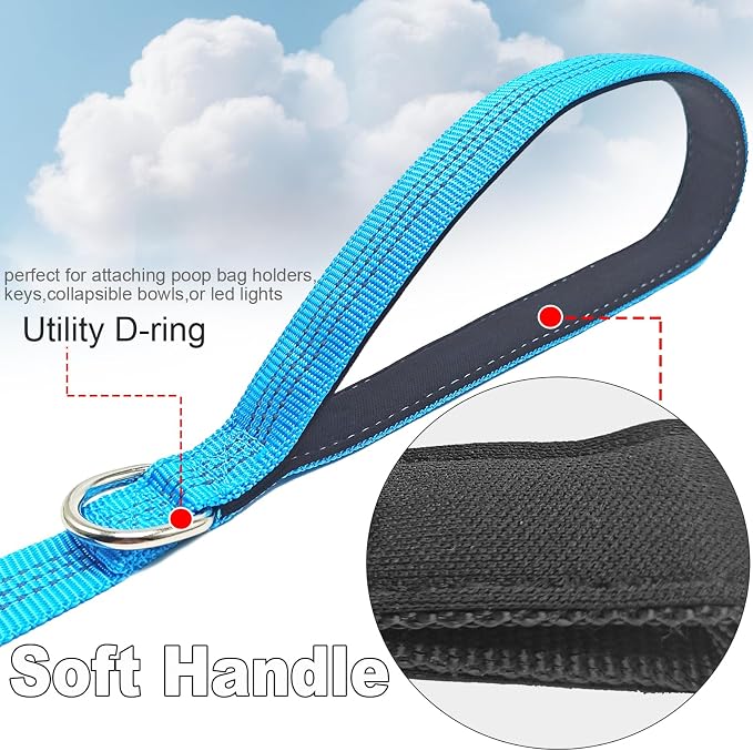 5FT Bungee Dog Leash Shock Absorbing Lightweight Small Medium Dogs | Reflective Nylon Lead- 2cm Wide- Soft Handle- Anti-Pull Training- 6 Colors - Image 2