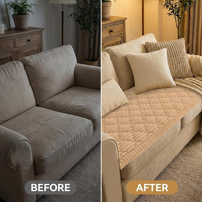 Smiry Couch Cover for Dogs Washable, Non Slip Fuzzy Pet Sofa Protector | Soft Thick Furniture Cover for Sofa, Loveseat and Sectional, Scratch & Pet Hair Resistant (Camel, 35.4" x 82.7") - Image 7