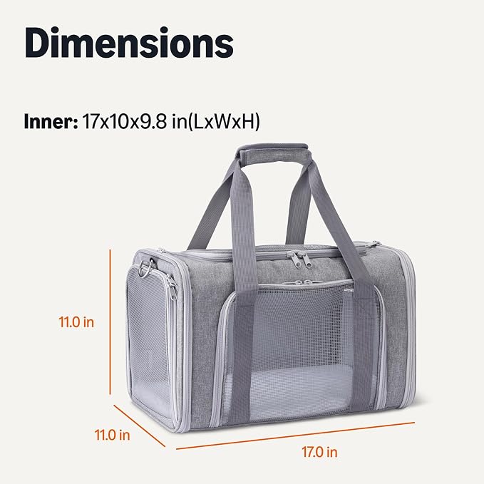 Amazon Basics Soft Cat & Dog Carrier with Adjustable Shoulder Strap, Airline-Approved, Foldable and Portable Design, Mesh Ventilation, Folds Flat for Storage - Image 5