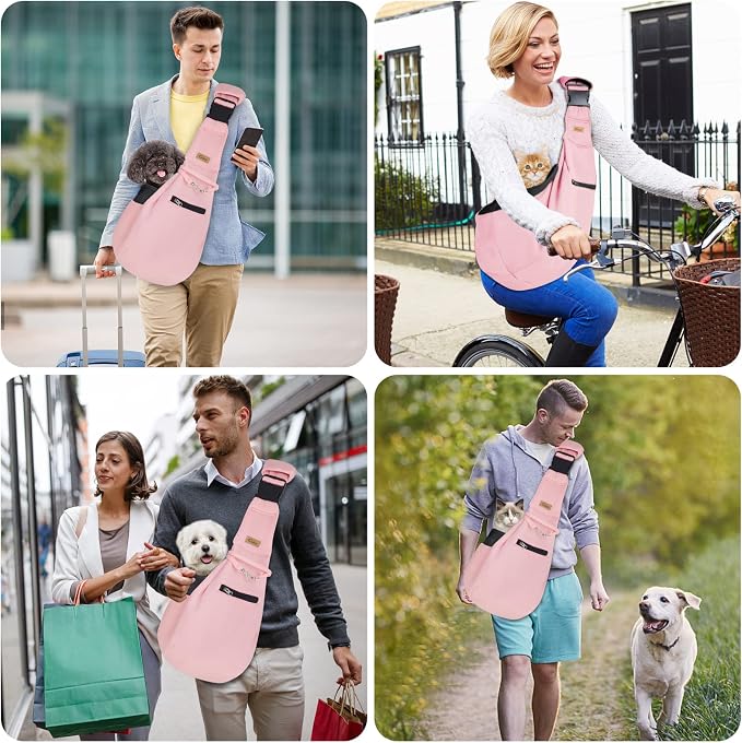 CUBY Dog and Cat Sling Carrier - Hands Free Reversible Pet Papoose Bag - Soft Pouch and Tote Design - Suitable for Puppy, Small Dogs Cats Outdoor - Image 6