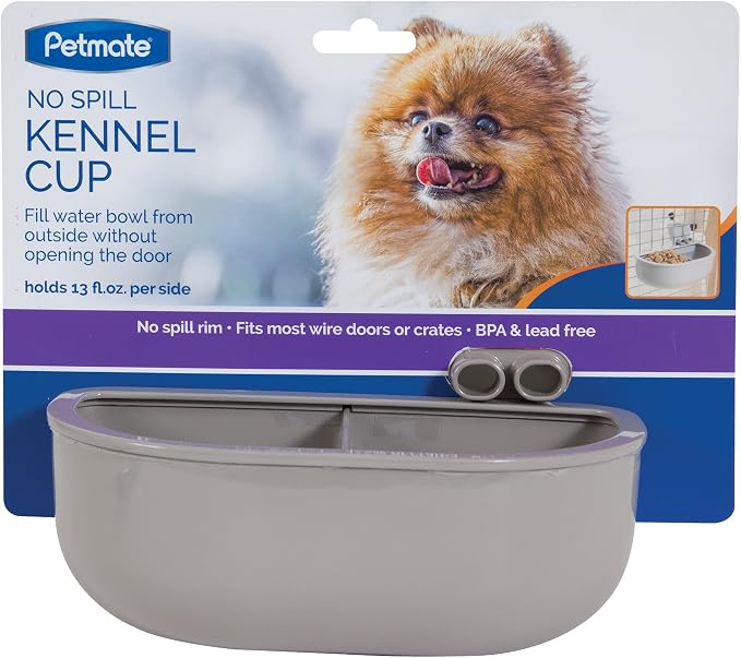 Petmate Double Diner Kennel Bowl, Gray, Small - Image 3