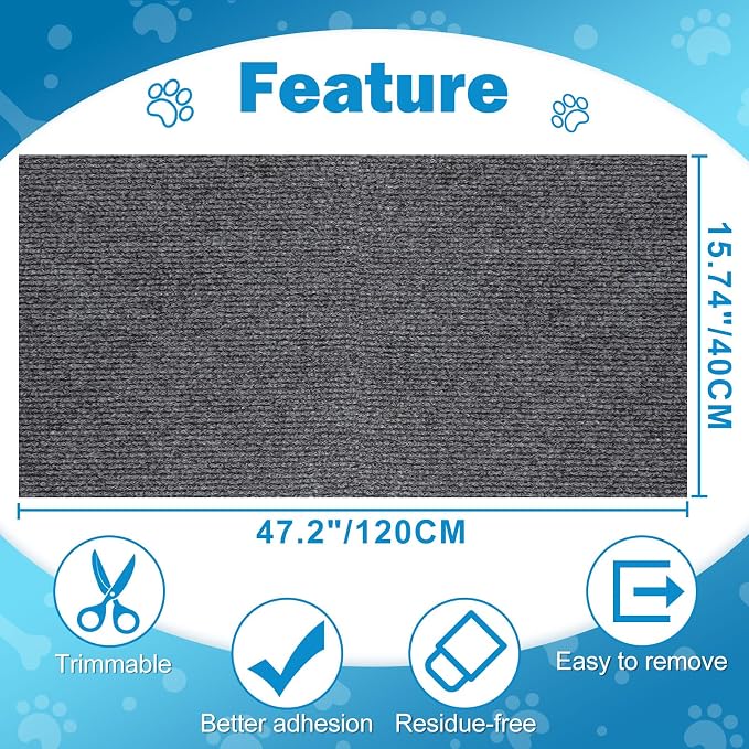 ENONCI 47.2x15.8 Cat Scratcher Mat, Self-Adhesive Wall Corner Cat Scratcher Pad - Image 8