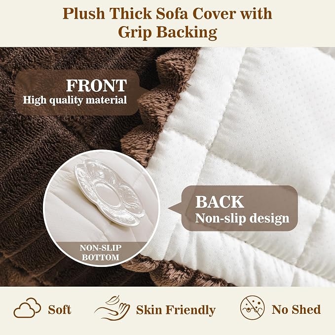 MYSKY HOME Couch Covers for Dogs, Sofa Cover for 3 Cushion Sofa, Chococlate | 27.6" x 70.9" Sofa Covers for Pets Washable, Soft Non-Slip Sofa Slipcovers, Furniture Protector Covers, Pet Friendly - Image 5