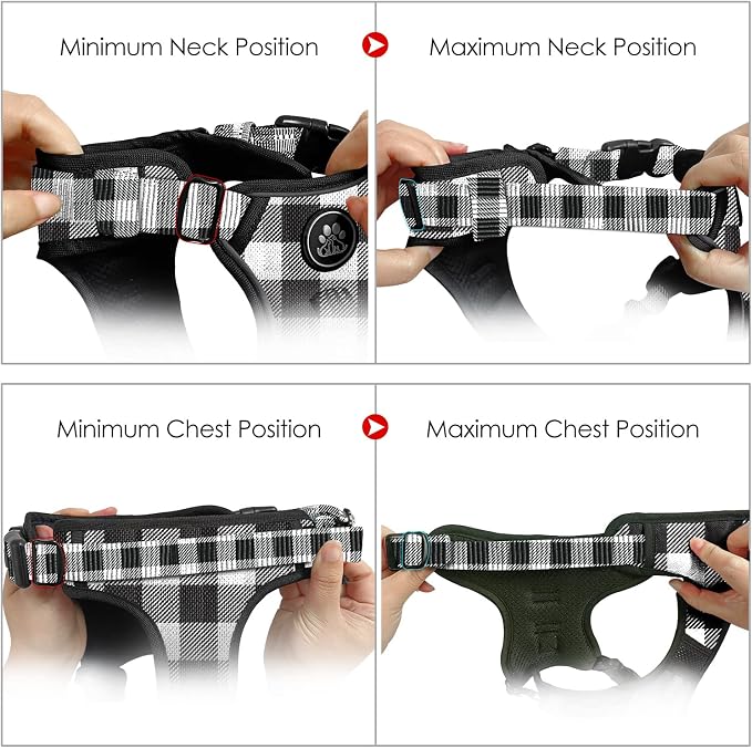 NESTROAD No Pull Dog Harness with Leash, Reflective No Choke Pet Vest Harness,Adjustable Soft Padded Dog Harness with Easy Control Handle for Medium Dogs(Checkered Black,Medium) - Image 5