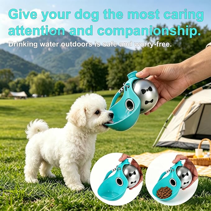 Portable Dog Water Bottle, Flip-Top Silicone Bowl Design, Insulated Hot & Cold Retention Material, One-Hand Leakproof Use, Perfect for Walking & Hiking, 10oz (Blue, Printing) | Flip-Top Silicone Bowl Design For Small Dog & Cat, Insulated Hot & Cold Ret... - Image 4