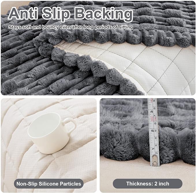 Waterproof Dog Couch Cover, Non Slip Pet Sofa Protector, Thick Fuzzy Couch Cover for Dogs, Machine Washable Furniture Protector, Scratch Resistant Pet Couch Mat(Dark Gray, 28" x 83"/70 x 210cm) - Image 6