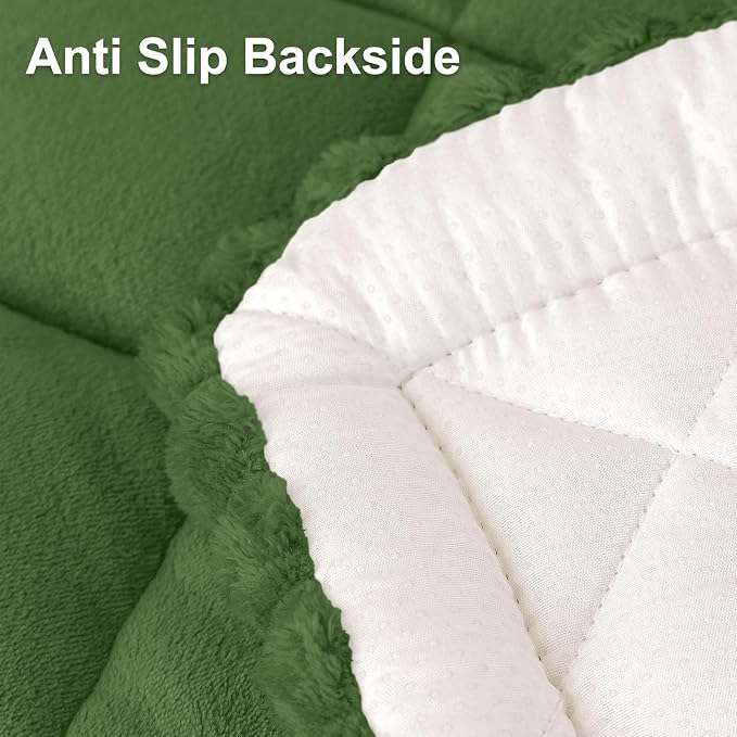 Smiry Non Slip Couch Cover for Dogs, Fuzzy Plush Pet Sofa Protector | Washable Furniture Cover for Large Dogs & Cats, Scratch & Dirt Resistant, For 2 Cushion Couch, Olive Green, 27.6"x59" - Image 7