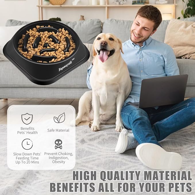 Slow Feeder Dog Bowls for Medium Dogs & Cats | Non-Slip Base, Anti-Choking Design, Reduces Bloating & Overeating, Easy to Clean, 1.5-2 Cups - Image 5