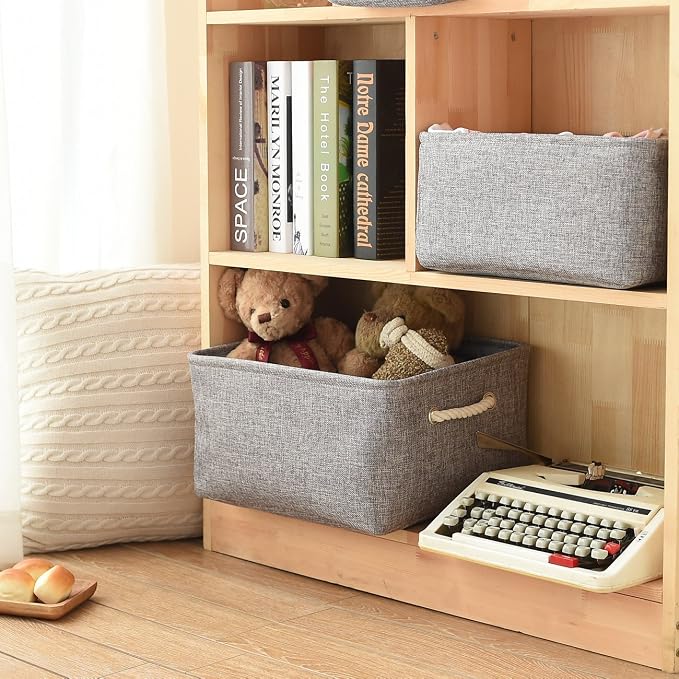 TheWarmHome Large Storage Bins Basket, 2 Pack Grey Fabric Storage Cubes for Changing Table Nursery Livingroom Kidsroom Playroom Toy, Collapsible Storage Baskets for organizing Shelves Closet - Image 6