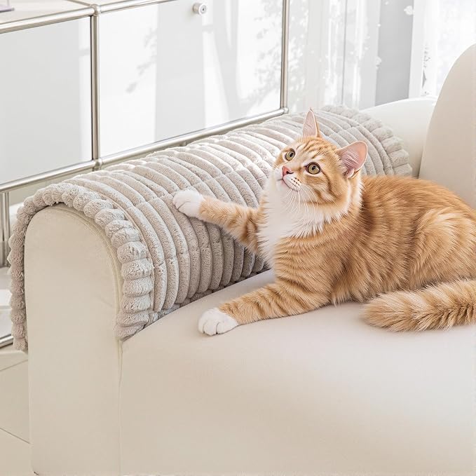 MYSKY HOME Chair Covers, Non-Slip Couch Cover, Oatmeal, 27.6" x 27.6" | Recliner Chair Covers, Soft & Thick Chair Arm Covers Protectors, for Living Room, Pet Friendly, Couch Cushion Covers by MYSKYHOME