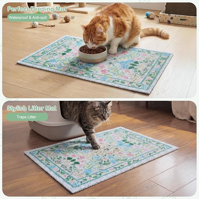 Glittme Cat Litter Mat, 33"x22" Non-Slip Washable Trapping Mat for Cats | Litter Trapping Mat With Thick PVC Coil To Catch Scatter, Soft On Paws And Waterproof Bottom To Protect Floors - Image 7