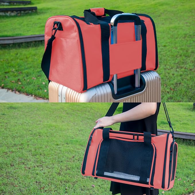 Soft Sided Carrier for Small Medium Cats Dogs,Removable Pad Collapsible Travel Pet Carrier Large Watermelon - Image 6