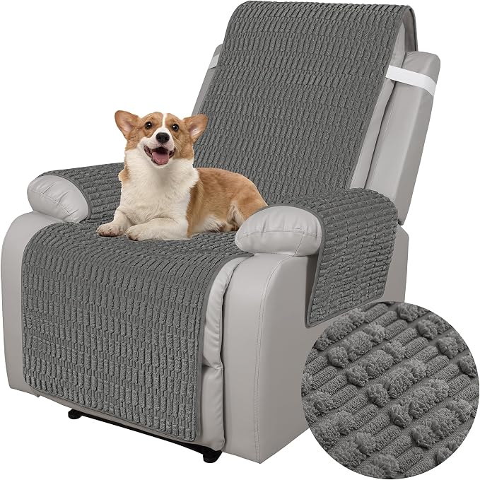 Foxdecor Recliner Chair Covers, Recliner Cover Non-Slip Chair Covers, Washable Recliner Couch Cover Furniture Protector, Cover for Recliner Chair with Elastic Straps. (Dark Grey, 23" W) by Unknown