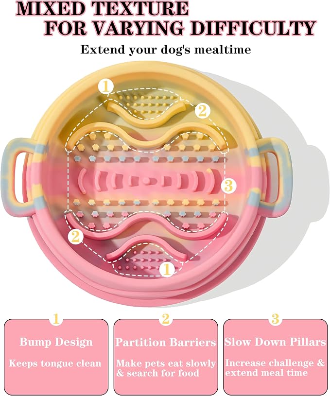Silicone Slow Feeder Dog Bowls - Anxiety Relief Dog Lick Bowl Dog Slow Feeder Bowl for Puppy Small Dog & Cat - Image 2