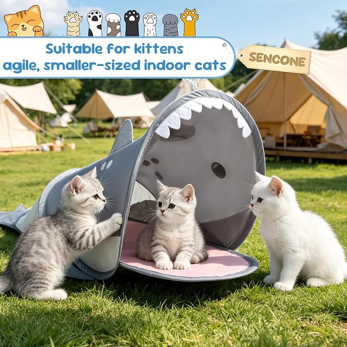 SENCONE Dolphin-Shaped Cat Tunnel Toy Portable Hideout Nap Tube for Kittens | Play, exploration and hide-and-seek. Foldable for storage and travel. Indoor and occasional travel. - Image 5