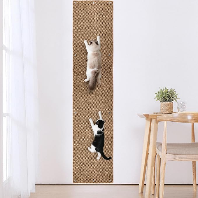 80"x15.7" Cat Wall Scratching Mat, Extra Large Cat Climbing Carpet with 20 Fixed Nails Wall Scratcher Furniture Protector for Couch, Sofa, Home (Brown) by Unknown