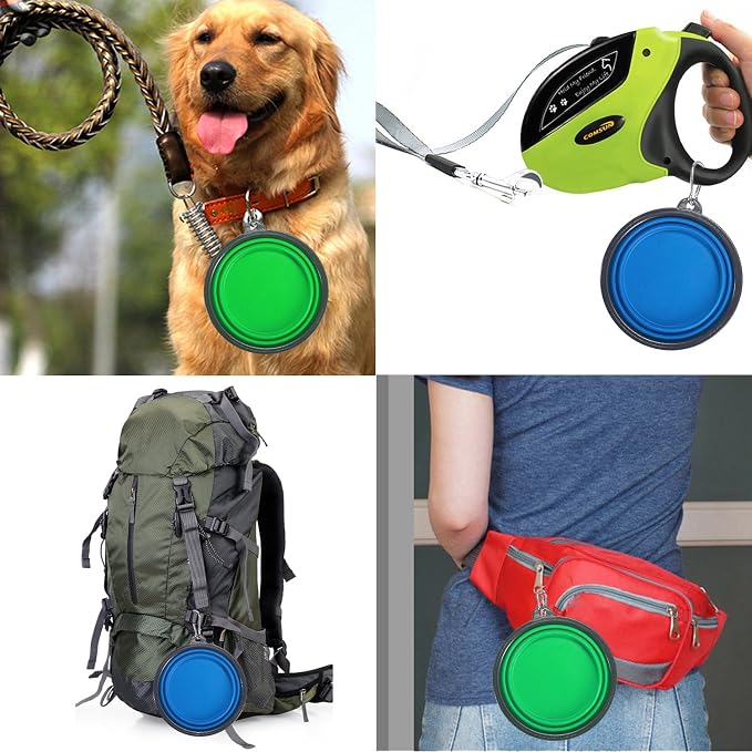 Comsun 2-Pack Extra Large Size Collapsible Dog Bowl, Foldable Bowls for Dog | Expandable Cup Dish for Pet Cat Food Water Feeding Portable Travel Bowl Blue and Green - Image 5