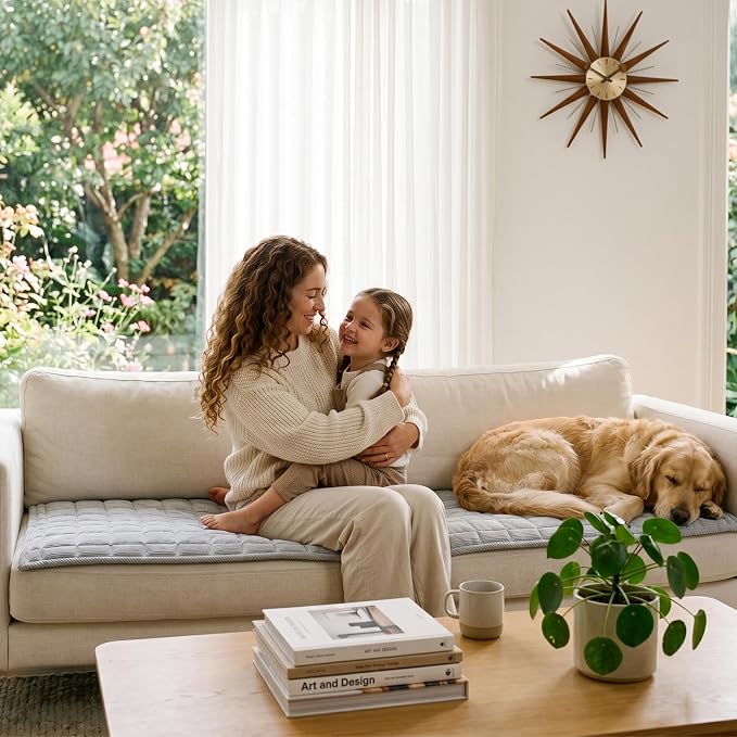 Fixwal Waterproof Corduroy Dog Couch Cover, 27.6" x 82.7", Light Gray | Integrated TPU Barrier, Non-Slip Backing, Machine Washable, Pet Friendly, Easy Clean Pet Hair, Soft Sofa Cushion Protector - Image 8