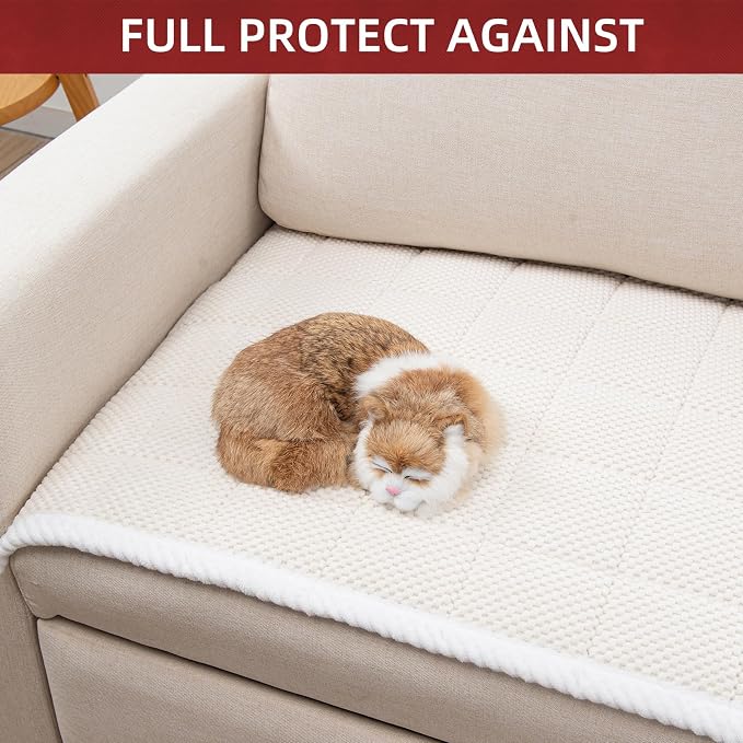 Pet Couch Covers,Couch Cover for Dogs Washable,Anti Slip Dog Sofa Covers Couch Protector Sofa Mat,Seat Cover,Dog Mat,Pet Pad for Furniture 1 Piece (White, 21''x70''/Rectangular) - Image 3