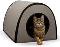 K&H Heated Cat House, Thermo Mod Kitty Shelter Outdoor, Safety Listed, 25W | Heated Cat House for Outside, Weatherproof Shelter for Ferals, Insulated with Smart Thermostat, Washable Cover, Gray by KHPetProducts