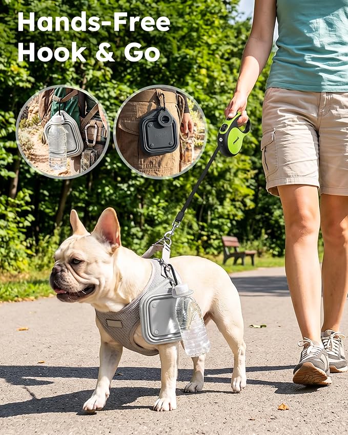Pecute 2 Pack Foldable Travel Dog Bowls, Portable Silicone, Grey/Dark Grey | Food-Grade Silicone, BPA Free, with Carabiner Clip for Hiking, Durable & High Quality, Dishwasher Safe, 15oz Per Bowl - Image 3