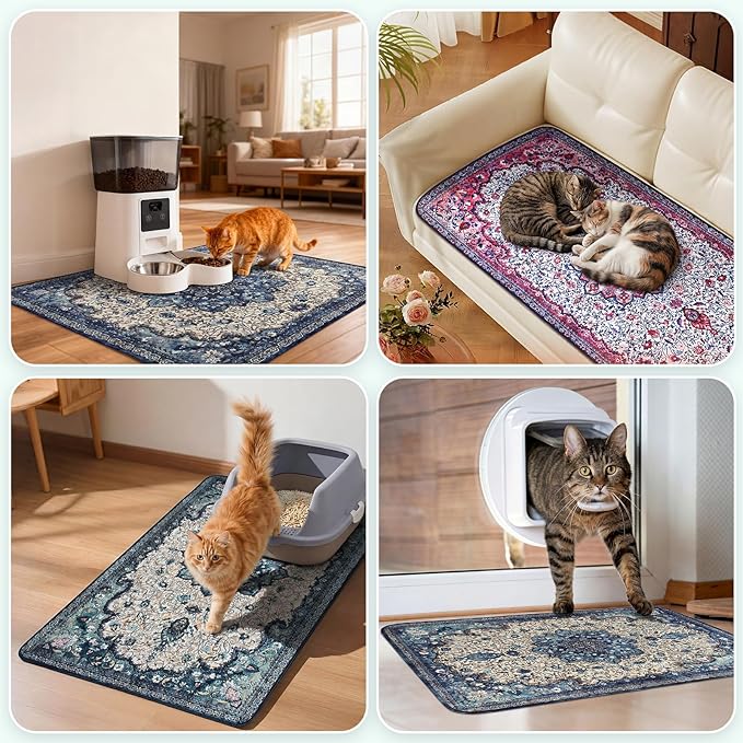 Hompet Cat Litter Mat 2 Pack, 48x72 Large Machine Washable Trapping Mats for Cats, Super Absorbent & Urine-Proof Cat Litter Box Mat for Floor, Waterproof & Non Slip Kitty Litter Rug - Image 4