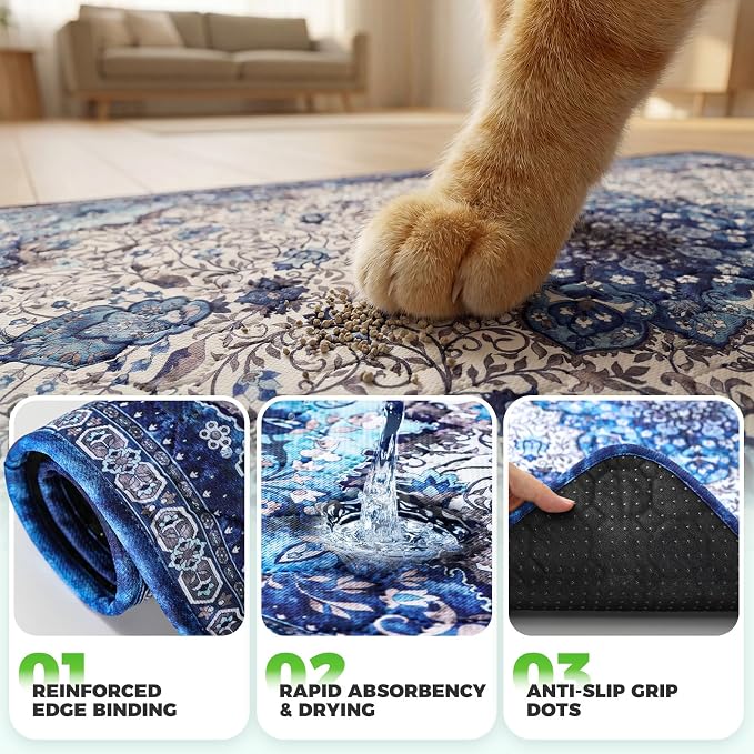 Hompet Cat Litter Mat 2 Pack, 28.5x60 Large Machine Washable Trapping Mats for Cats, Super Absorbent & Urine-Proof Cat Litter Box Mat for Floor, Waterproof & Non Slip Kitty Litter Rug - Image 5