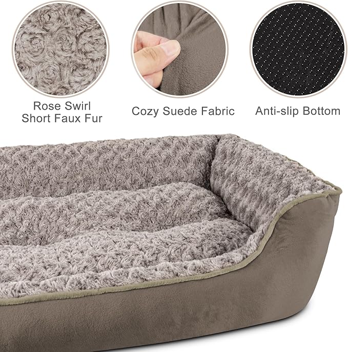 JOEJOY Rectangle Dog Bed for Large Medium Small Dogs - Washable Orthopedic Sofa Bed, Soft Breathable Puppy & Pet Cuddler, Durable Calming Dog Bed with Anti-Slip Bottom, Multiple Sizes, Dark Brown - Image 3