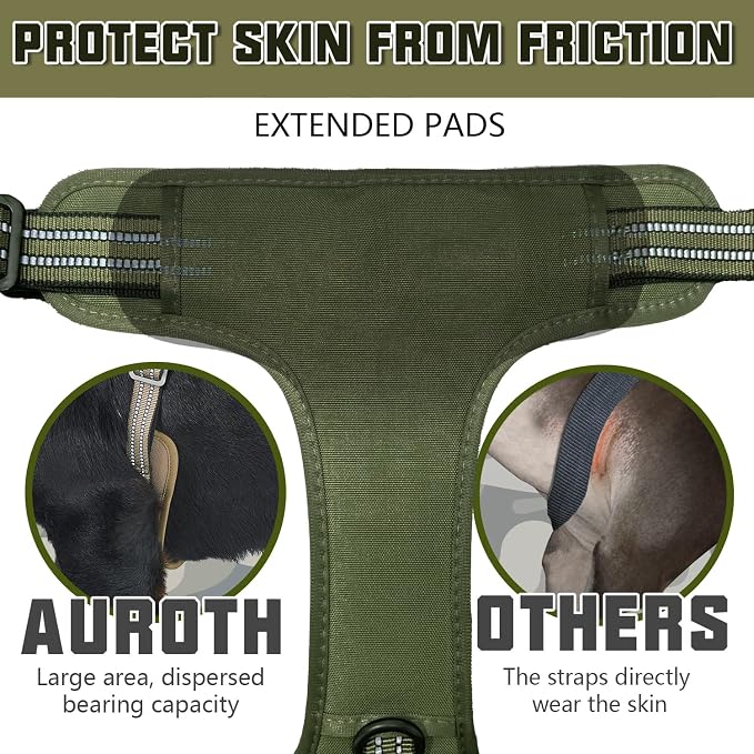 AUROTH Tactical Dog Harness for Large Dogs, Heavy Duty No Pull Pet Vest | Easy Control Handle, Adjustable, Reflective, Military K9, for Doberman Husky Walking Hunting Hiking, Deep Green, X-Large - Image 4