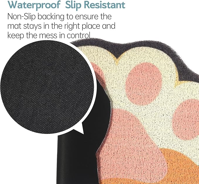 Cute Cat Litter Mat 35”x24”, Litter Box Mat, Litter Trapping Mat, Soft on Kitty Paws, Easy Clean, Anti Slip, Pet Accessories, Door Floor mats - Grey Pink90*60 - Image 5