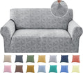 YEMYHOM 1 Piece Stretch Couch Covers for 2 Cushion Couch, Jacquard Loveseat Cover with Non-Slip Elastic Bottom, Thickened Slipcover Furniture Protector for Dogs Pets (Medium, Light Gray） by YEMYHOM
