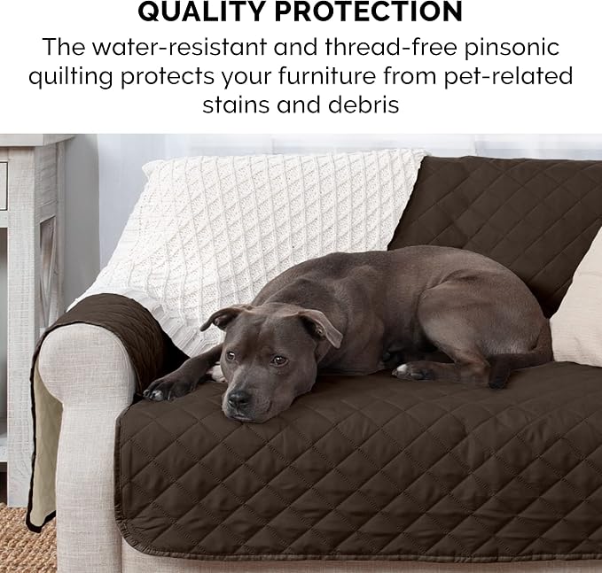 Furhaven Water-Resistant & Reversible Sofa/Couch Cover Protector for Dogs, Cats, & Children - Two-Tone Pinsonic Quilted Living Room Furniture Cover - Espresso/Clay, Sofa - Image 10