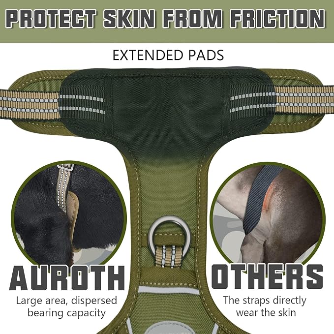 AUROTH Tactical Dog Harness for Large Dogs No Pull Adjustable Pet Harness Reflective K9 Working Training Easy Control Pet Vest Military Service Dog Harnesses | Easy Control with handle, Adjustable, Reflective, Military K9, for German Shepherd Husky Wal... - Image 4