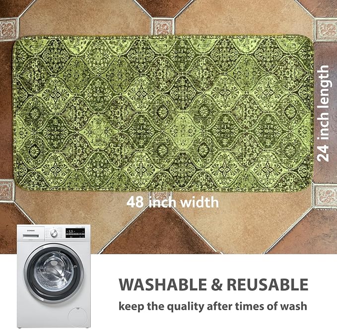 nunubaby Washable Pee Pads for Dogs, Stylish, Non-Slip and Leak-Proof Pee Pads. Reusable Potty Pads for Dogs for Crates and Floors.(Green/Multi,24" x48" ) - Image 4