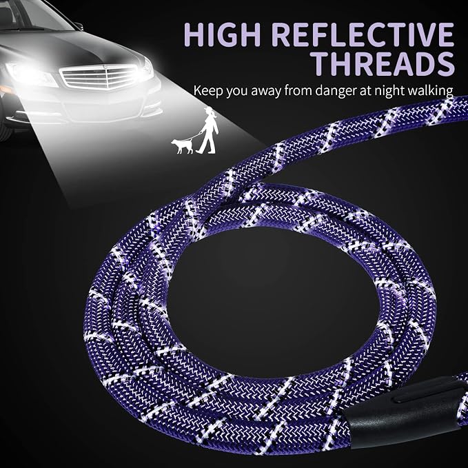 Long Dog Leash for Training 30Ft-Reflective Nylon Rope with Swivel Hook-Recall Agility Lead for Large Small Medium Dogs Outside Walking Hiking-Purple Diam 1/2" - Image 3