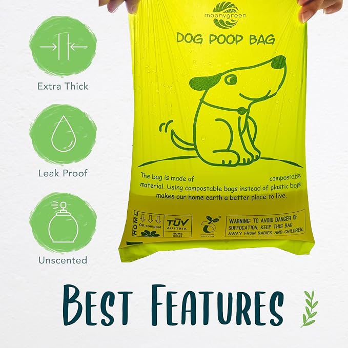 Compostable Dog Poop Bag Rolls, Doggie Poop Bags Refills, Eco-Friendly Pet Waste Bags, Vegetable-Based Unscented, Extra Thick, Leak Proof, Size 9 x 13 Inches, 360 count - Image 4