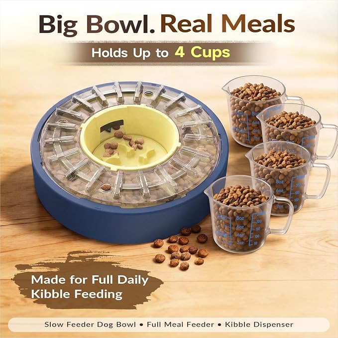 KADTC Adjustable 5-60 Min Slow Feeder Dog Bowl & Puzzle Feeder Anti-Gulping | 4-Cup Spinning Food Dispenser Turns Daily Meals Into Energy-Burning Enrichment, Eases Boredom, Builds Calmer Mealtime Rhythms - Image 3