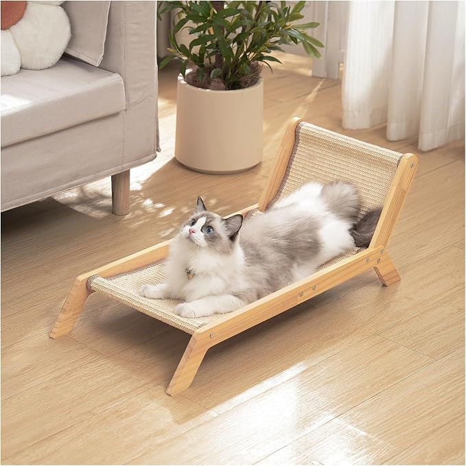 Avont Sisal Cat Scratcher Bed for Indoor Cats, Solid Wood Scratching Lounge | No-Mess Cat Chair Couch Horizontal Scratcher - Extra Large by Avont