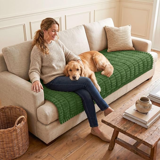 hyha Couch Cover for Dogs, Washable Non Slip Plush Flannel Sofa Protector | Thick Flannel, Anti-Slip Backing, Pet Hair & Scratch Protection, Fits Sofa & Loveseat (35.4" x 88") - Image 2