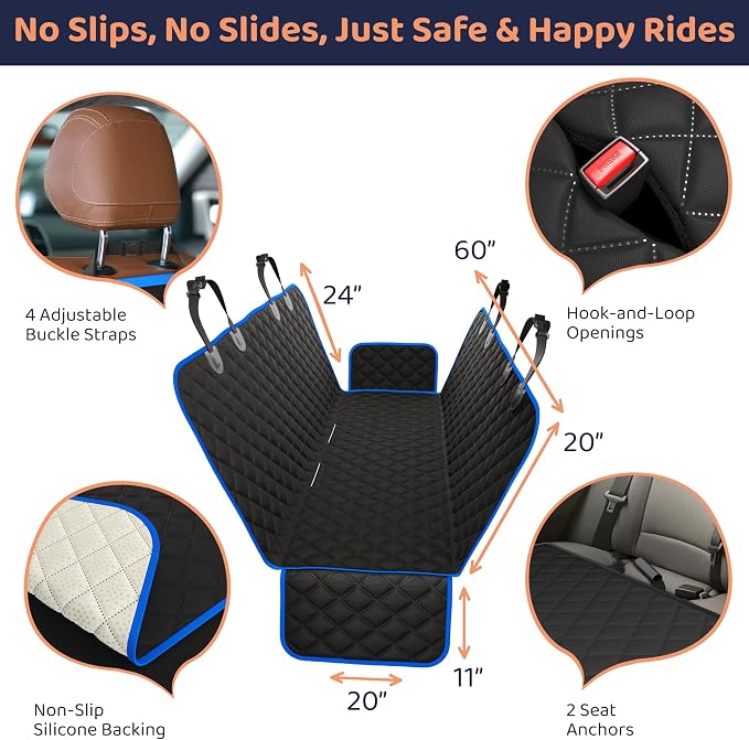 Petloox XL Dog Car Seat Cover for Back Seat, Waterproof Hammock for Car, SUV & Truck, Non-Slip Backseat Cover for Dogs, Heavy-Duty Dog Hammock Style Seat Protector Pets, Easy to Install & Clean - Image 4