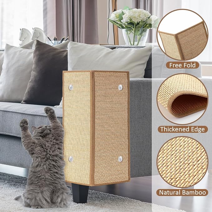 Newwiee 2 Pcs 23.6 x 15.7 Inch Couch Cat Scratch Protector Sofa Cat Scratching Mat with Helical Nails, Protector Pads for Pet Indoor Furniture Sofa Couch Covers Carpet - Image 3