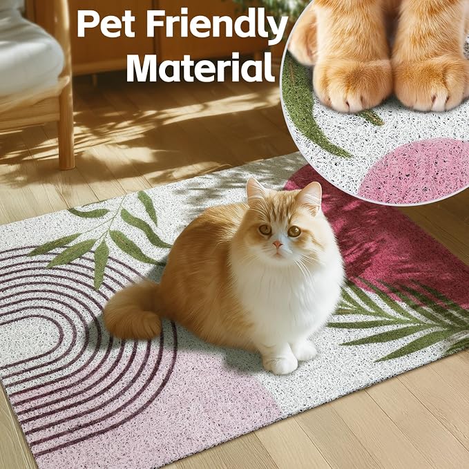 Cat Litter Mat Litter Trapping Mat, 24"x15" Waterproof Urine Proof Litter Box Mat Catcher Mat Non-Slip Washable for Kitty Kitten, Pink - Image 3
