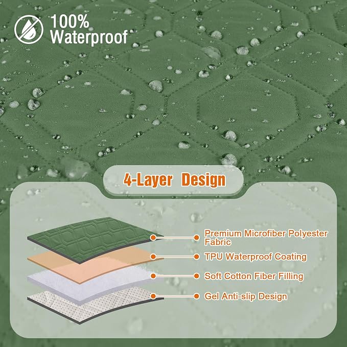 VANSOFY 100% Waterproof Recliner Chair Covers Washable, Vine Green, 25" | Non-Slip, Slipcover with Pocket, Furniture Protector, Elastic Straps, Chair Cover for Pets, Dogs - Image 6