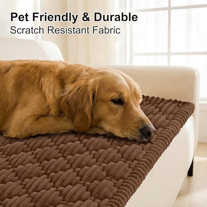 Smiry Couch Cover for Dogs Washable, Non Slip Fuzzy Pet Sofa Protector | Soft Thick Furniture Cover for Sofa, Loveseat and Sectional, Scratch & Pet Hair Resistant (Chocolate, 35.4" x 70.9") - Image 3