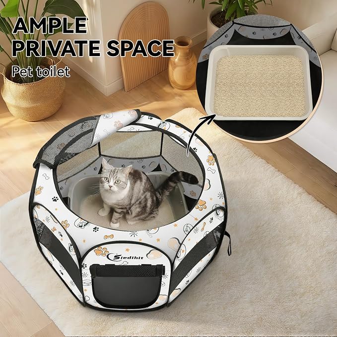 Siedihit Dog Cat Playpen, Puppy Pet Playpen Indoor for Small Dog Crate Tent | Cage Outdoor, Portable Pop Up Dogs Enclosure Kennel with Carrying Case for Dogs/Cats/Rabbits (Cute, Small) - Image 6