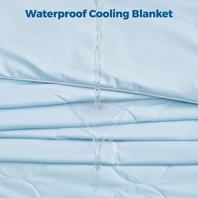 PPOLCA Cooling Waterproof Dog Bed Blanket - Q-MAX>0.5, Breathable Summer Cold Pet Blanket, Machine Washable Throw Sofa Protector, 60x80, Blue - Image 3