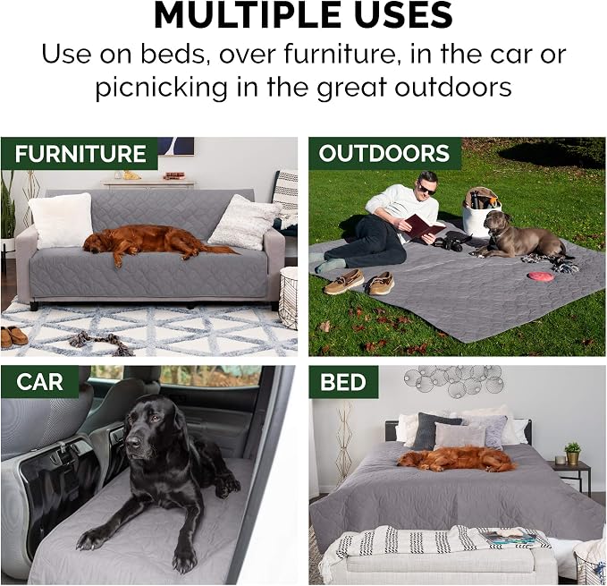 Furhaven Waterproof & Non-Slip Full Size Mattress Cover Protector for Dogs & Cats, Washable, For Beds, Couches, & Car Seats - Quilted Twill Blanket Mattress Cover - Gray, Medium/Full Size - Image 11