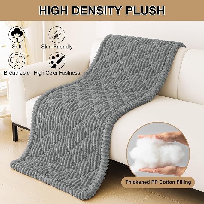 Smiry Couch Cover for Dogs Washable, Non Slip Fuzzy Pet Sofa Protector | Soft Thick Furniture Cover for Sofa, Loveseat and Sectional, Scratch & Pet Hair Resistant (Grey, 27.6" x 59") - Image 9