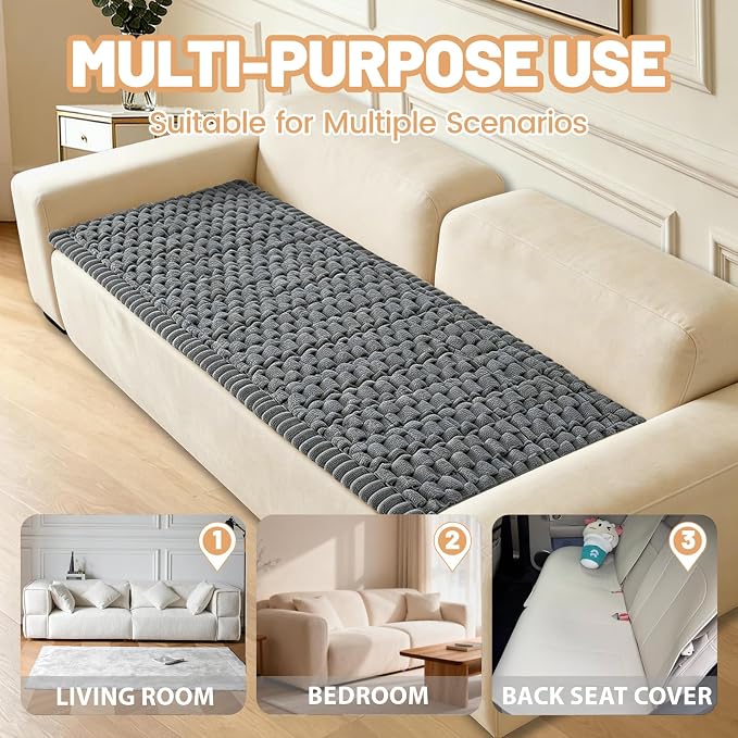 Couch Cover for Dogs Washable, Non Slip Soft Cozy Waterproof Grey | Pet Friendly, Fuzzy Durable Plush Thick Slipcovers for 3 Cushion Sofa Cover Protector Mat Bed Furniture Couches 27.6"x70.9" - Image 6